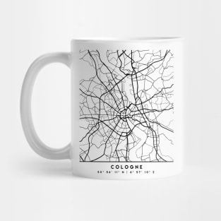 COLOGNE GERMANY BLACK CITY STREET MAP ART Mug